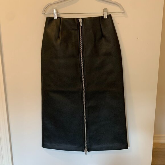 H&M NWT faux leather midi skirt size 2 - Picture 2 of 7